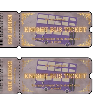 Druckbare Magic Purple Bus Ticket für Zauberer Motto Partys / Geschenke / Veranstaltungen