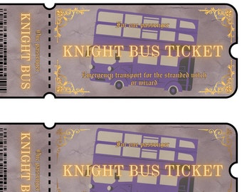 Boleto de autobús púrpura mágico imprimible para fiestas / regalos / eventos temáticos de magos
