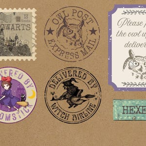 Owl Post Labels Printable Owl Delivery Stamps: Wizard Envelope and Package Labels ...
