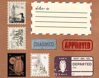 Printable Owl Delivery Stamps Labels Seal For Witchy Envelopes Wizard Themed Invitations And Gifts