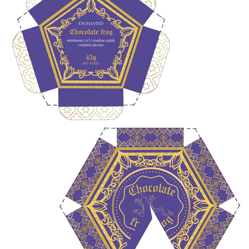 Cajas de ranas de Chocolate imprimibles, 2 piezas, accesorios para fiestas temáticas de mago, golosinas mágicas de Croakoa, regalo, caja de dulces de cumpleaños imagen 4