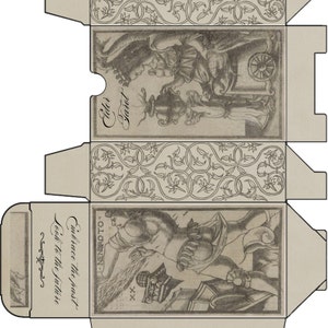 Caja de Tarot para personas mayores imprimible, caja de adivinación artesanal para cartas de Tarot hechas a mano, caja plegable antigua de pergamino Vintage