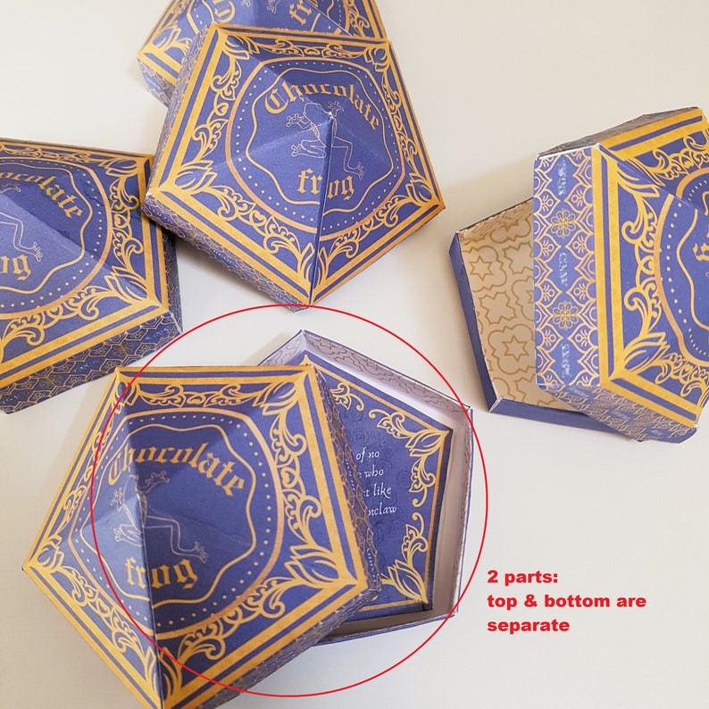 Cajas de ranas de Chocolate imprimibles, 2 piezas, accesorios para fiestas temáticas de mago, golosinas mágicas de Croakoa, regalo, caja de dulces de cumpleaños imagen 2