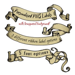 UP TO 3 Personalized Wizard Ribbon Labels: PNG Map Emblems (Digital Download)