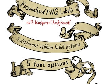 UP TO 3 Personalized Wizard Ribbon Labels: PNG Map Emblems (Digital Download)