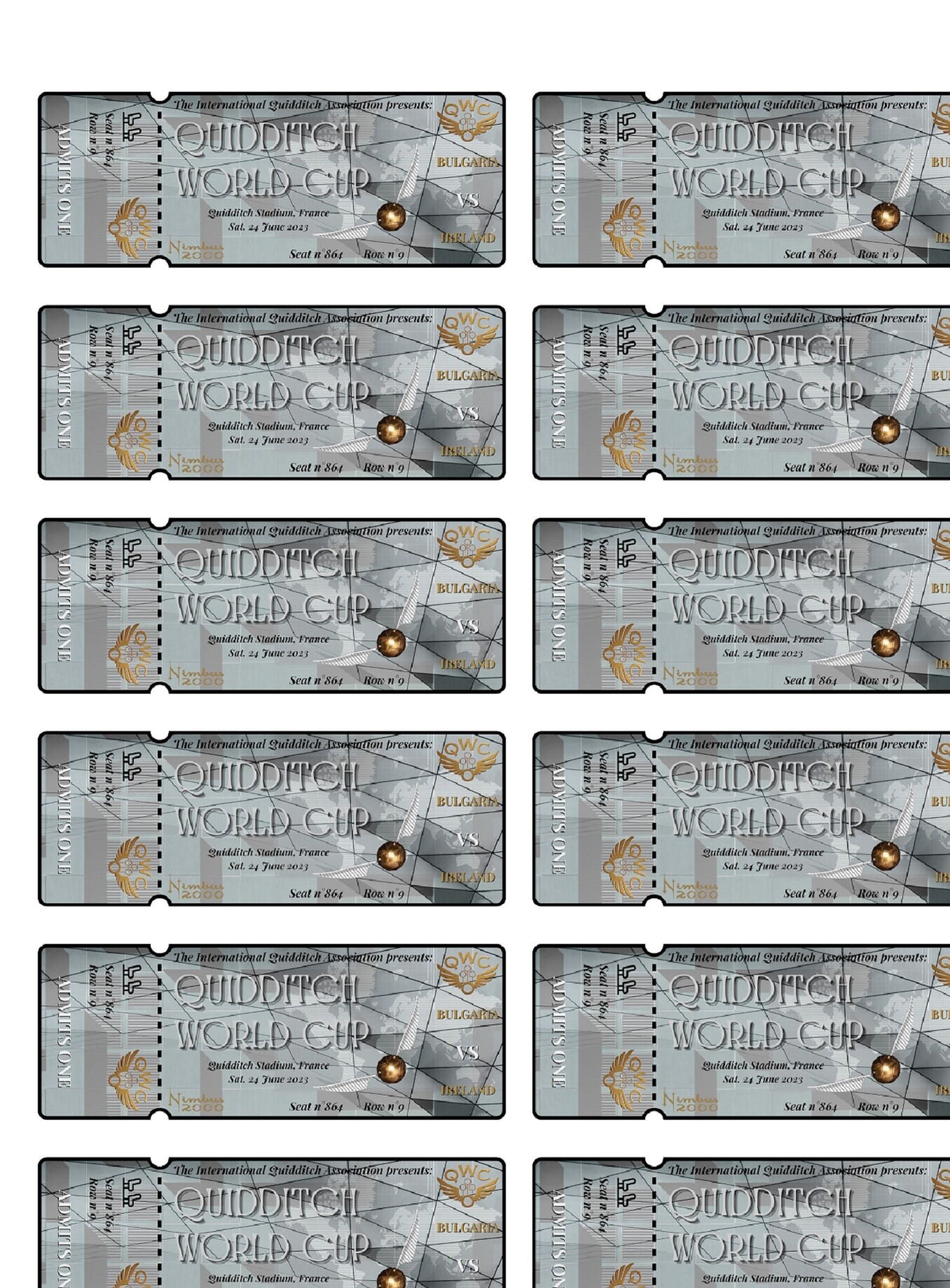 Editable Printable Quidditch World Cup Tickets With - Etsy Canada