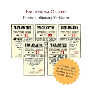 5 Proclamations Educational Decree Wall Decoration Wizard Themed Poster For Party Classroom (PDF)
