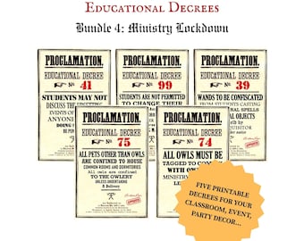 5 Proclamaciones Decreto Educativo Decoración de Pared Póster Temático de Mago para Fiestas y Aula (PDF)