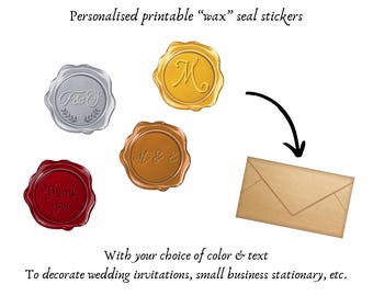 Personalized Printable Wax Seal Stickers: Wedding, Witchy, or Business (Printable)