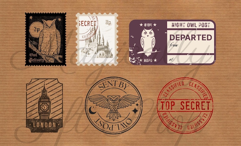 Owl Post Labels Printable Owl Delivery Stamps: Wizard Envelope and Package Labels ...