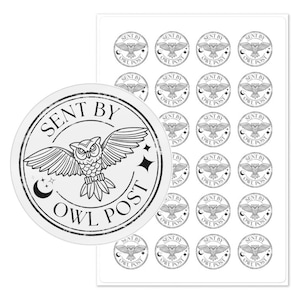 24x autocollants hibou pour timbres postaux, feuille d'autocollants transparents pour livraison hibou pour enveloppes cadeaux livraisons de sorcières