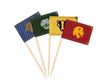 Printable Magic School Toothpick Flags For Party Treats Wizard Themed Birthday (PDF / PNG)