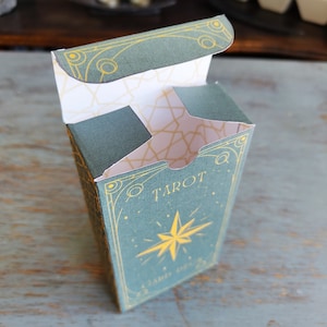 Caja de tarot y cartas imprimibles Caja de adivinación casera para cartas de tarot Bosque verde Noche Bosque azul Caja de oráculo Wicca