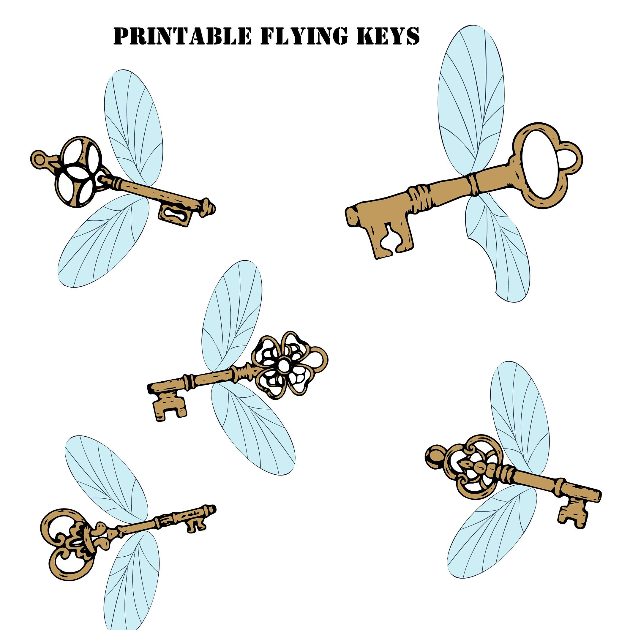 Printable Flying Keys Mobile: DIY Witchy Party or Bedroom Decor (PDF ...