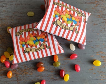 Caja de almohada de frijoles de cada sabor imprimible, accesorios de fiesta temática de mago, contenedor de gomitas, regalo, caja de dulces de cumpleaños