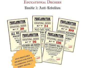 5 Proclamaciones Decreto Educativo Decoración de Pared Póster Temático de Mago para Fiestas y Aula (PDF)