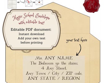 Magic School Editable Envelope Acceptance Letter Wizard Birthday Party Event Invitation School Of Witchcraft