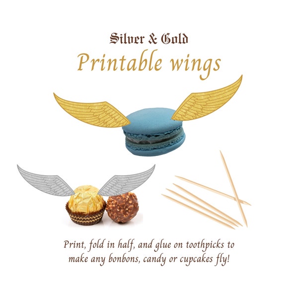 Printable Silver & Gold Wings For Magical Themed Decorations And Treats