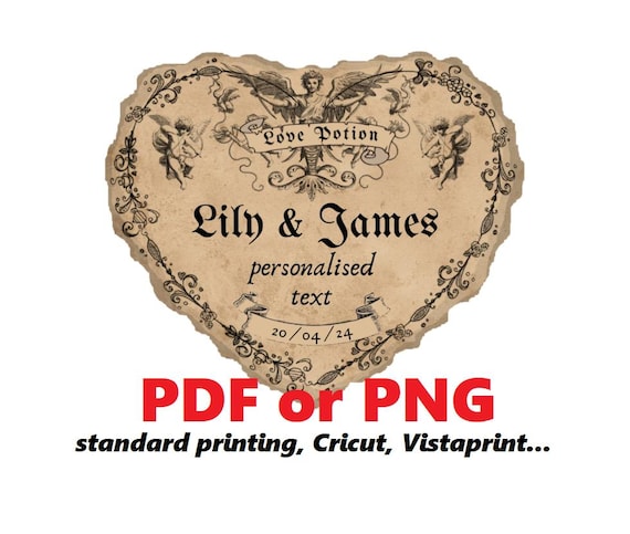Personalised Wedding Love Potion Printable Label Sticker DIY