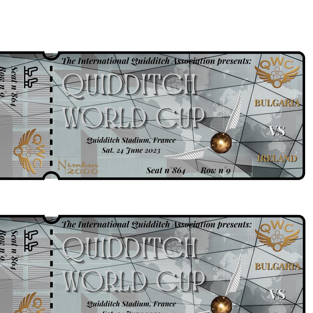 Printable Quidditch World Cup Tickets With Personalised Etsy