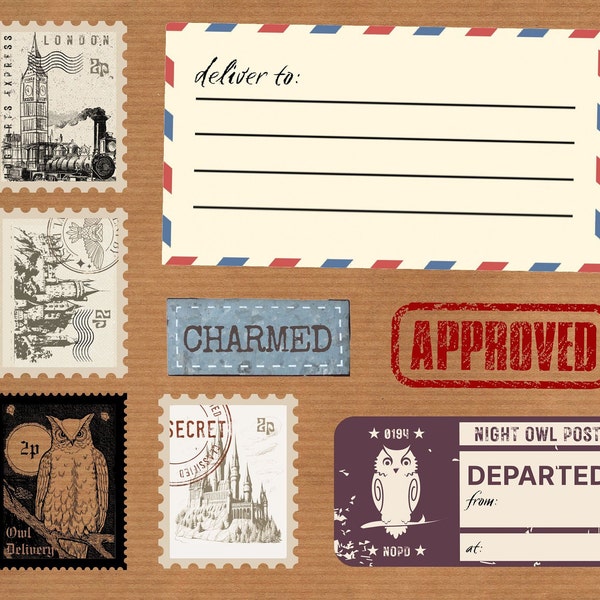 Printable Owl Delivery Stamps Labels Seal For Witchy Envelopes Wizard Themed Invitations And Gifts