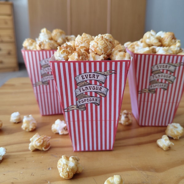 Druckbare Jede Geschmacksrichtung Popcorn Box Zauberer Themed Party Requisiten Popcorn Behälter Rot und Weiß Streifen Für Mitbringsel Geschenk Geburtstag Candy