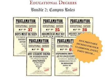 5 Proclamaciones Decreto Educativo Decoración de Pared Póster Temático de Mago para Fiestas y Aula (PDF)