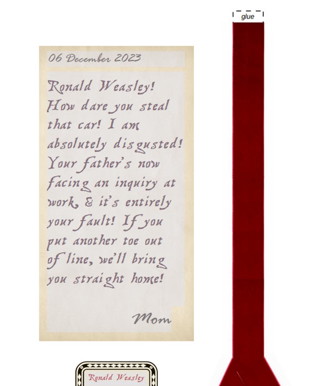 Editable Ron Howler Printable With Envelope Angry Letter Prop - Etsy ...