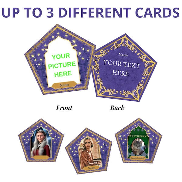 UP TO 3 Printable Personalised Chocolate Frog Cards Wizard Themed Party Props Magic Croakoa Treats Gift Birthday Collectible