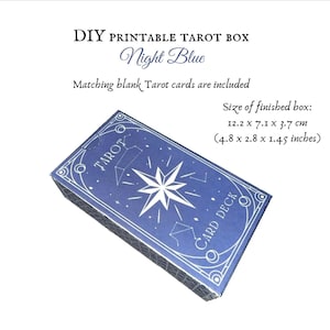 Boîte de tarot bleu nuit imprimable et cartes assorties : rangement pour cartes divinatoires à faire soi-même (PDF)
