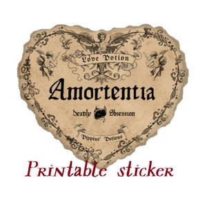 Printable Amortentia Love Potion Sticker / Label For Your DIY Potions Wizard Themed Craft Supplies