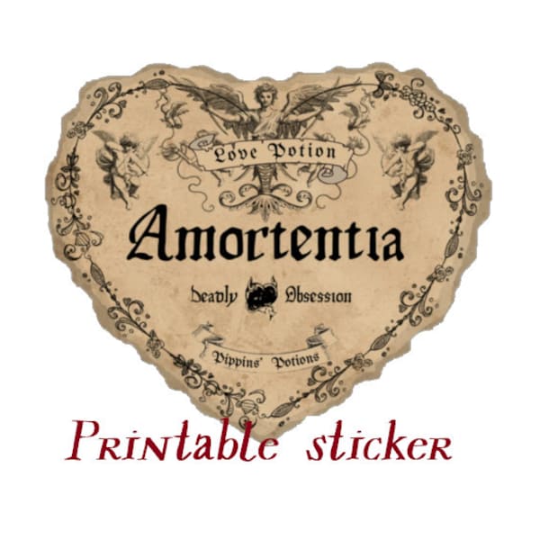 Printable Amortentia Love Potion Sticker / Label For Your DIY Potions Wizard Themed Craft Supplies