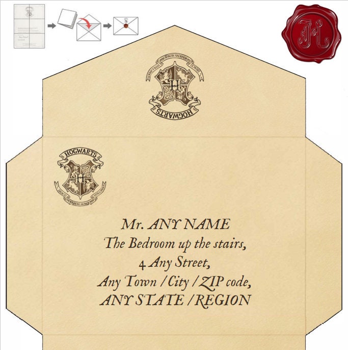 Editable Printable Hogwarts Envelope With Chosen Address and Red
