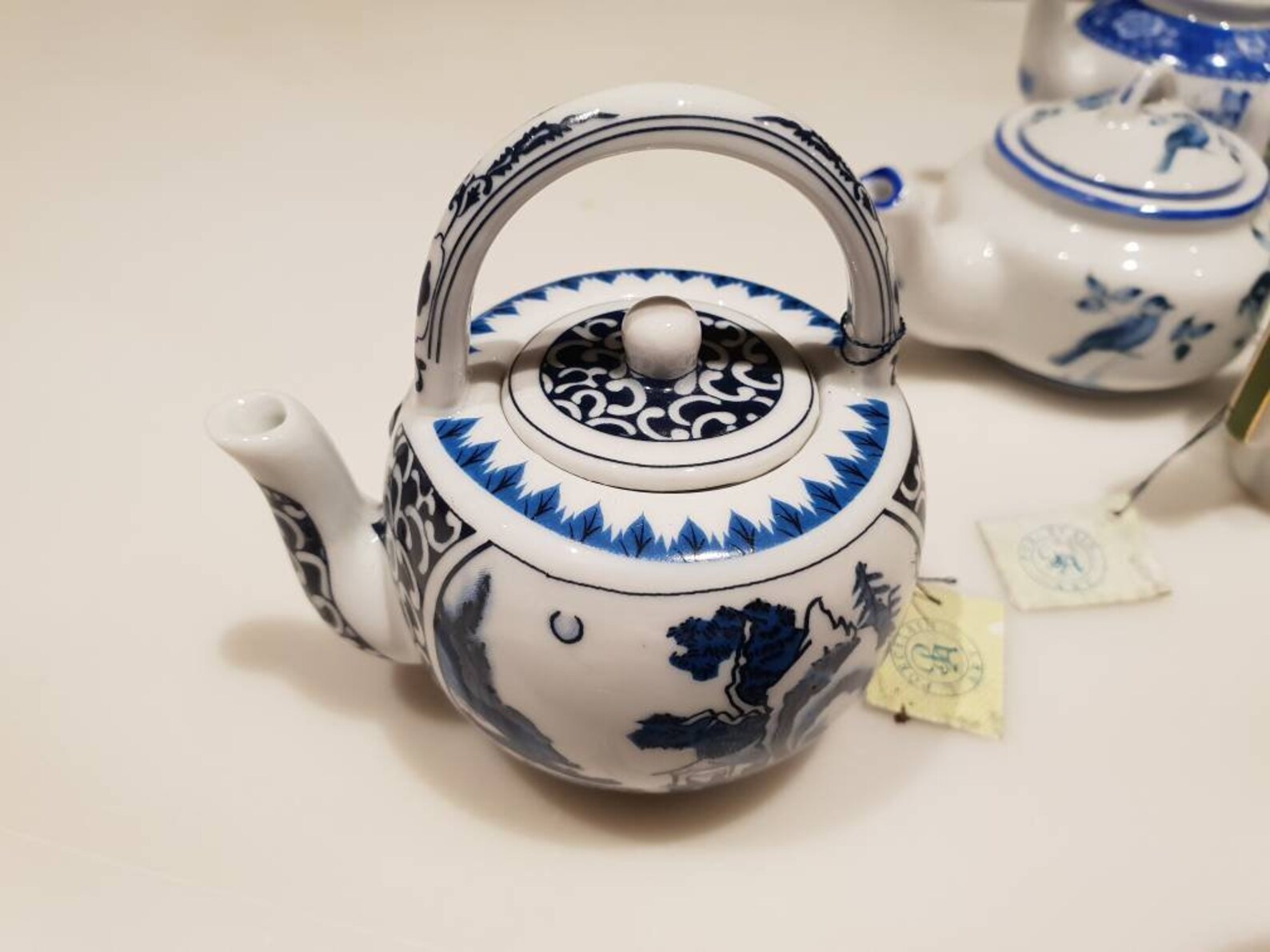 3 x Porcelain Art Miniature Teapots Blue and White Etsy