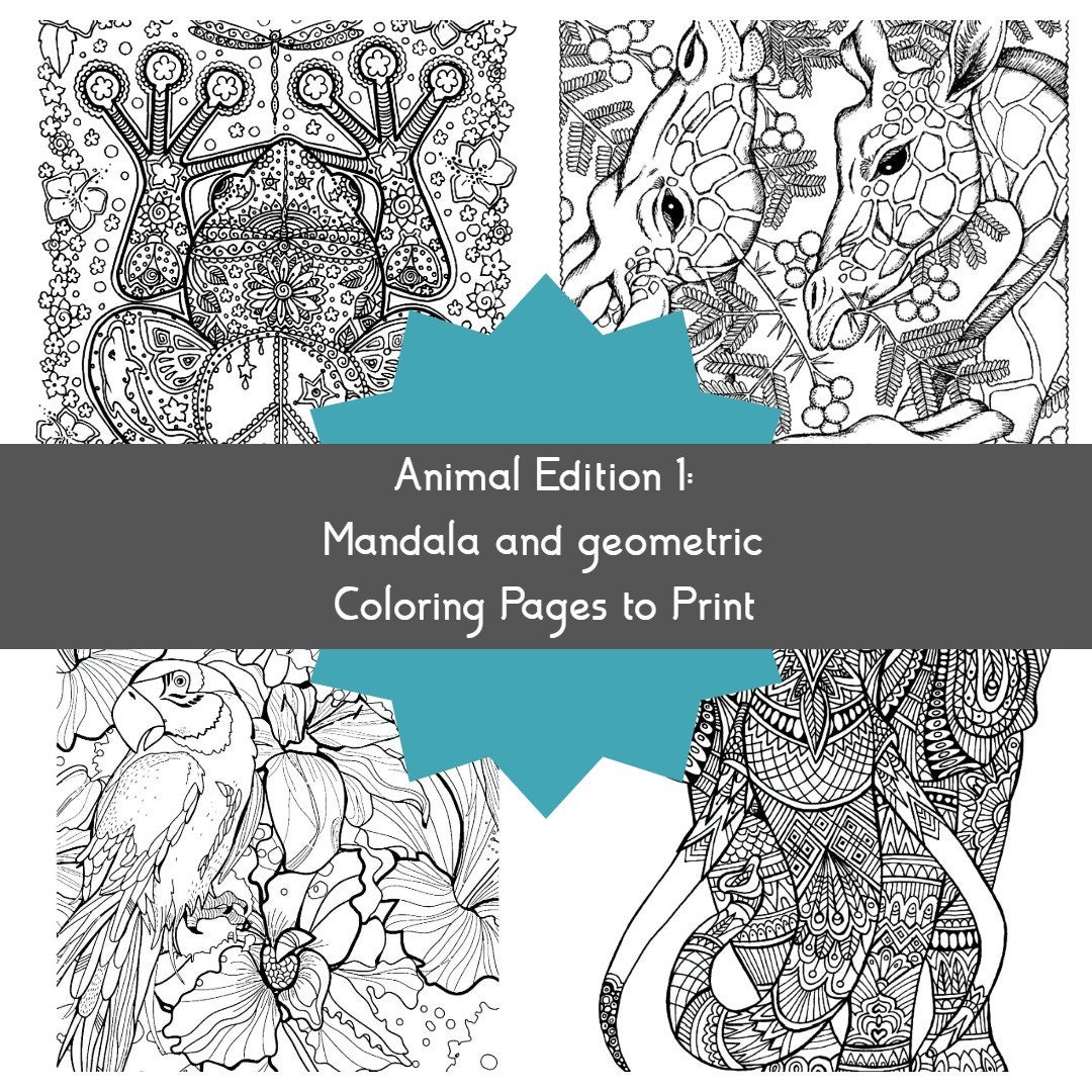 30 animal mandala coloring pages for print etsy