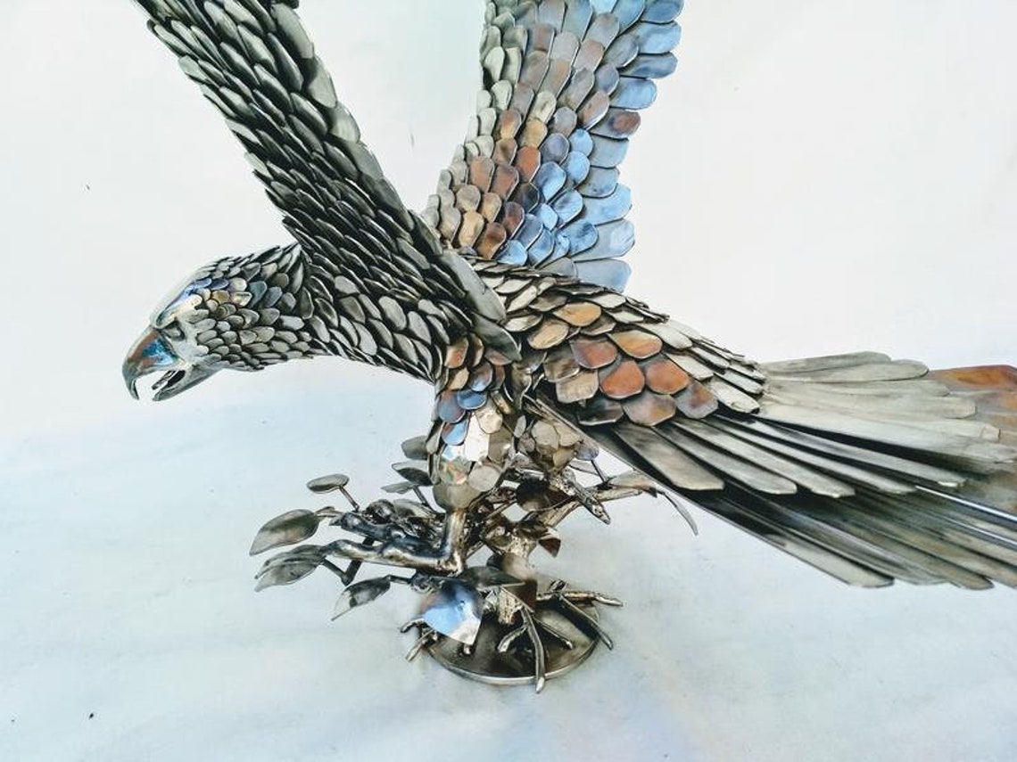 Eagle Stainless steel sculpture Handmade Metal Sculpture Etsy