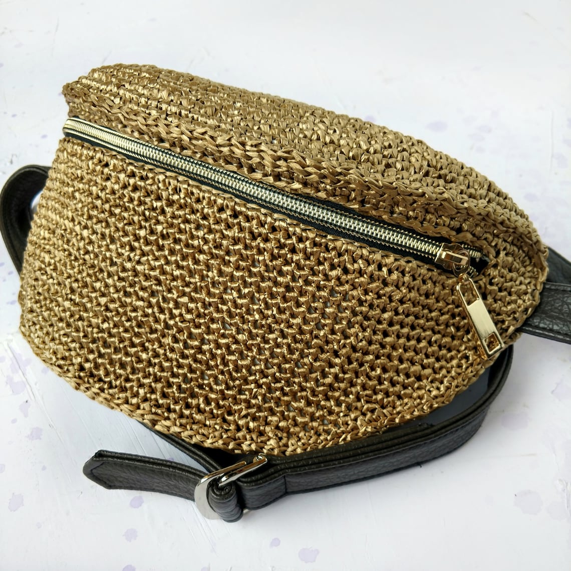 Natural raffia belt bag straw fanny pack rattan bag Etsy