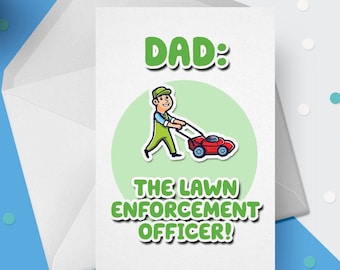 Funny Birthday Greeting Cards for Gardener Dads, Father's Day Cards Lawn Mower, Grass, Garden Gifts Dad, Lawn, Turf, Stripes CRD-346