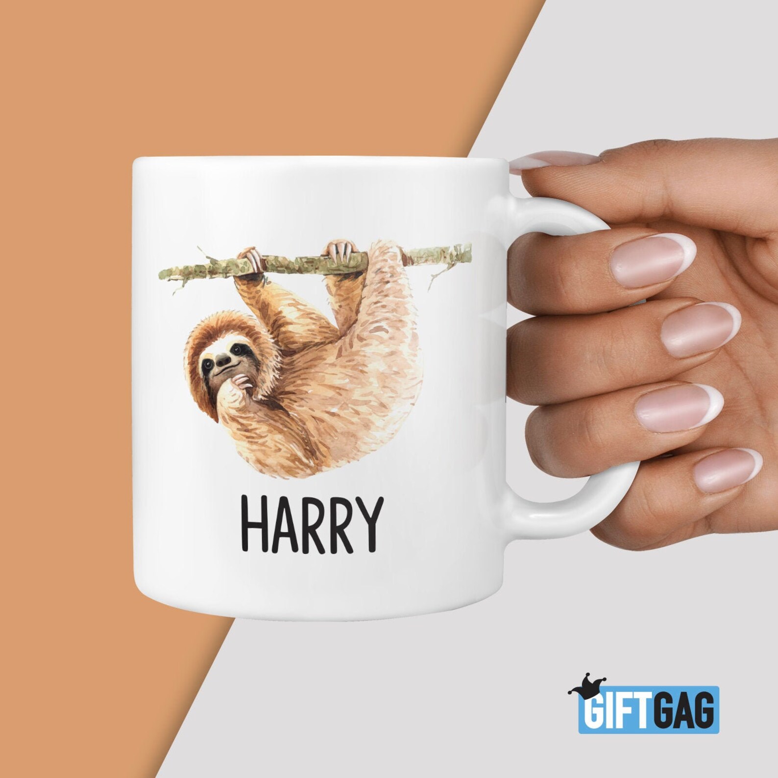 Custom Name Cute Sloth Gift Mug Present for Kids Etsy