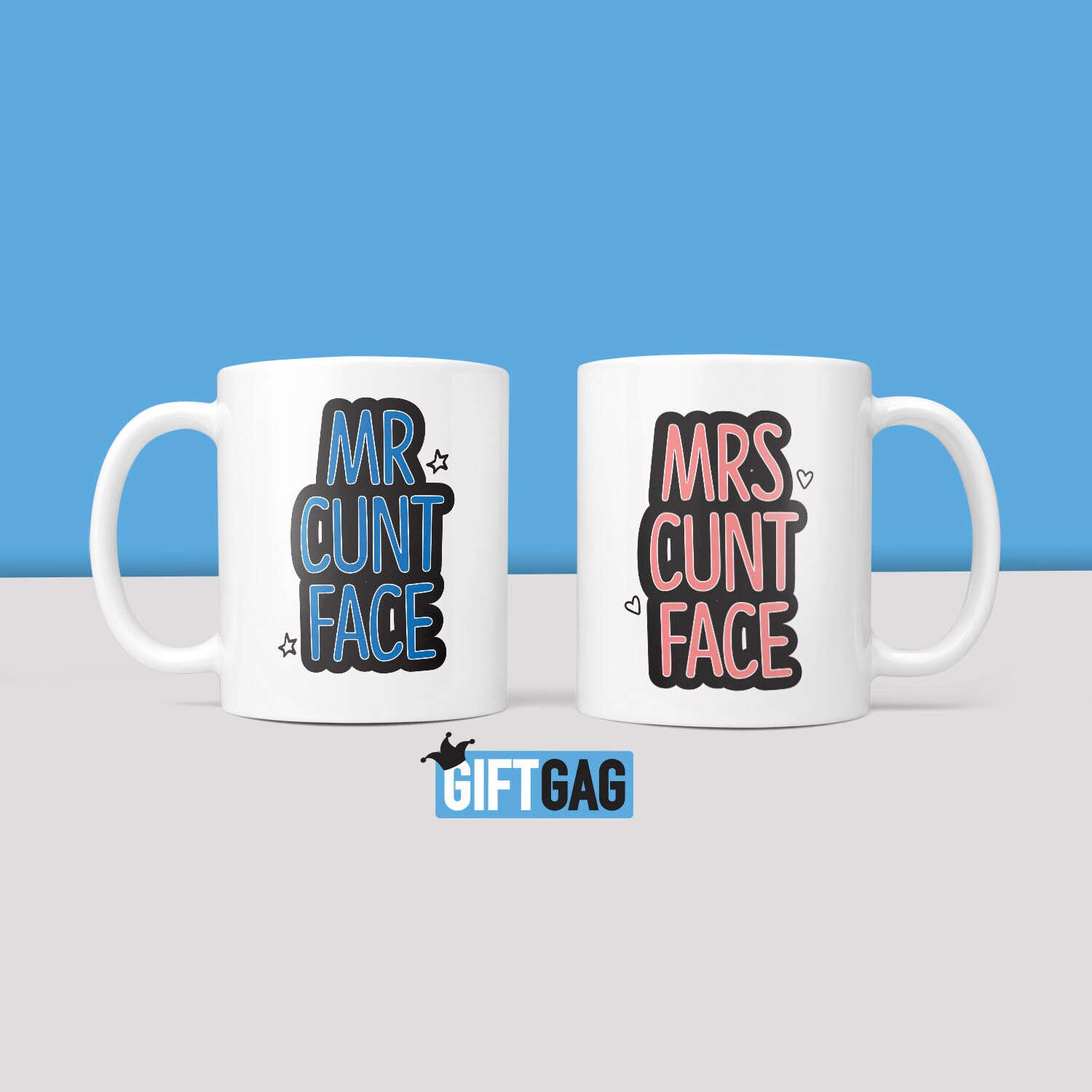 Rude Mug Set, King And Queen Cunt Of Cuntingdom, Rude Gift, Couples