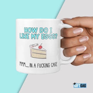 Funny Eggs & Cake Mug - Funny Gifts For a Bakers Him or Her Rude New Job Chef Birthday Presents Leaving Gift Mug Profanity Mugs Baking