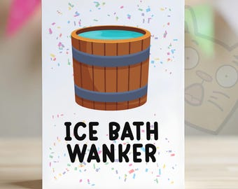 Divertida tarjeta de felicitación de cumpleaños para ella: "Baño de hielo para idiotas" - Tarjetas de cumpleaños para esposo, amigo/a que disfruta del ejercicio, tarjetas de baño de hielo - 0186