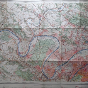 1941 Map Paris region – Pontoise – Argenteuil - Carte Touristique des Environs de Paris - Scale 1:50,000 – 2cm for 1km.