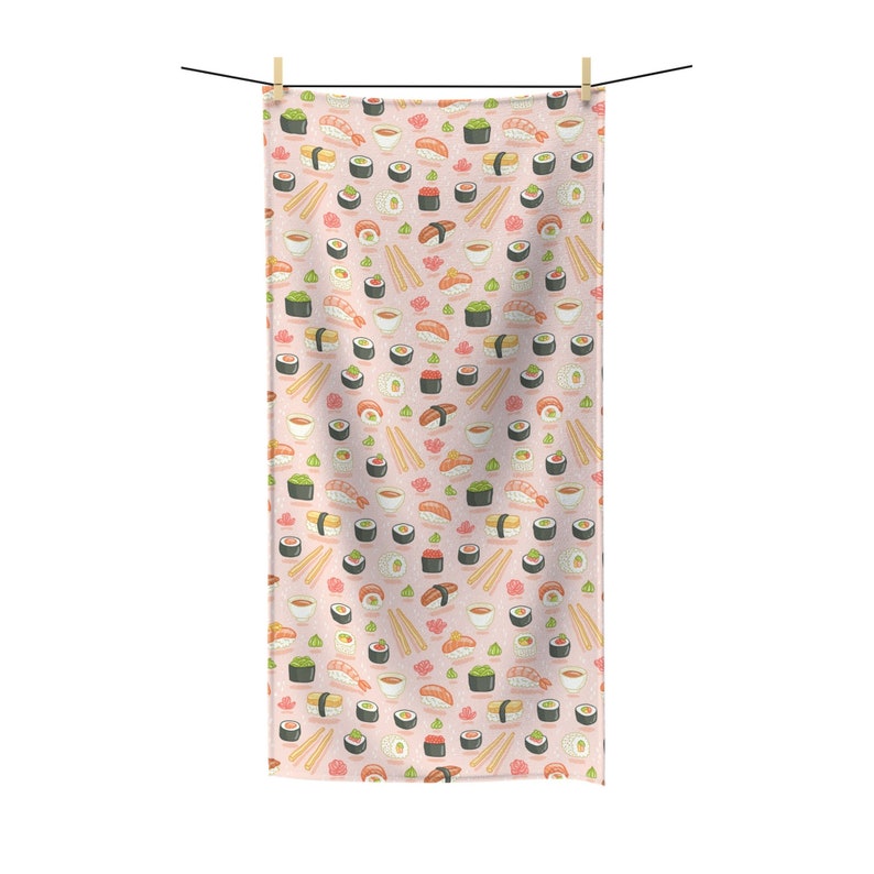 Beach/bath Towel Sushi Print Cute/kawaii Bath Towel for Etsy