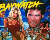 Baywatch Pinball TRANSLITE Pamela Anderson Original NOS 1995 Sexy Swimsuit Art