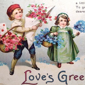 Liebe Grüße Valentinstag Postkarte unsigniert Ellen Clapsaddle 1913 Serie 1835 einzigartiges Geschenk