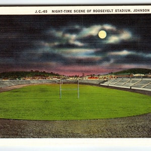 Carte postale scène nocturne au clair de lune Roosevelt Stadium Johnson City Tennessee Cadeau unique