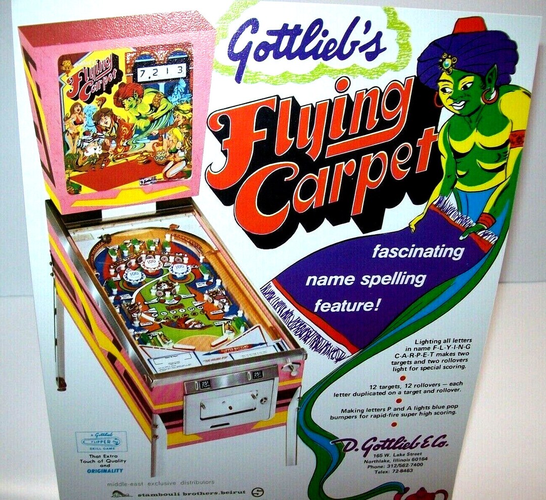 Flying Carpet Pinball Flyer Original 1972 8.5 X 11 Etsy