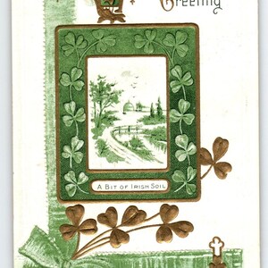 Carte postale de la Saint-Patrick Un peu de trèfles irlandais harpe Irlande en relief