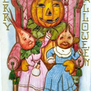 Antike Halloween Postkarte Withney Anthropomorphic Gemüserübe Geschöpfe Einzigartiges Geschenk